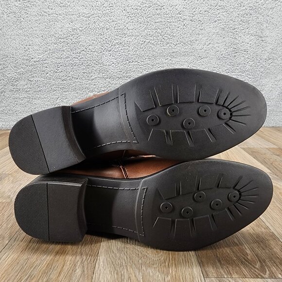 Shoe‎ Dazzle Balmani-WC Women's Size 10 Brown Faux Leather Zip Up Riding Boots - Picture 5 of 7